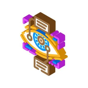 Eye scanning deep learning isometric icon vector illustration Stock Illustration