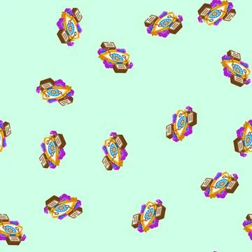 Eye scanning deep learning isometric icon seamless pattern Stock Illustration