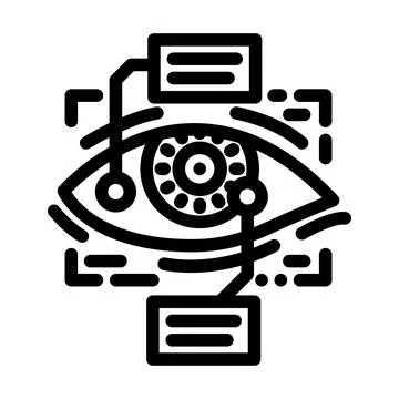 Eye scanning deep learning line icon vector illustration Illustrazione stock