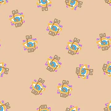 Eye scanning deep learning vector seamless pattern 库存插图