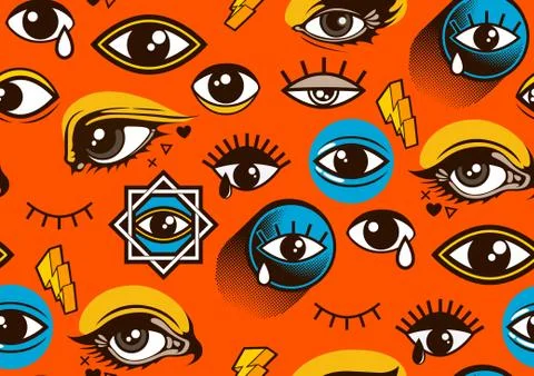 Eye seamless pattern Stock Illustration