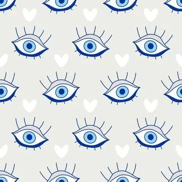 Eye seamless pattern. Vector hand drawn wink, open eyes Illustrazione stock