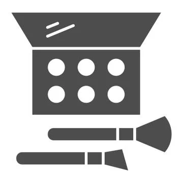 Eye shadow and brush solid icon, Cosmetic products concept, make up accessories イラスト素材