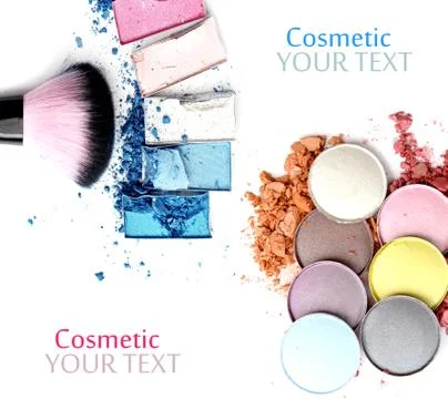 Eye shadow and make up brush on white background Stock Photos