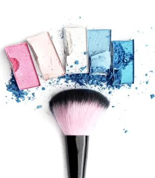Eye shadow and make up brush on white background Stock Photos