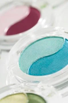 Eye-shadow boxes, close-up Stock Photos