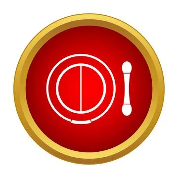 Eye shadow palette with applicator icon in red circle Stock Illustration
