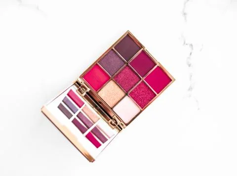 Eye shadow palette on marble background, make-up and cosmetics product for lu Stock Photos