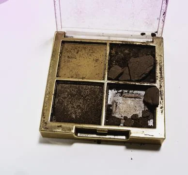Eye shadow palette put on background,show texture and brown color shade of .. Stock Photos