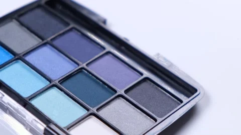 Eye shadow palette on white background close-up Stock Footage 214939865
