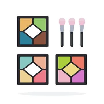 Eye shadow in square boxes vector flat material design isolated object on white Stock Illustration