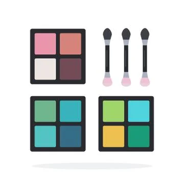 Eye shadows with brushes vector flat material design isolated object on white Stock Illustration