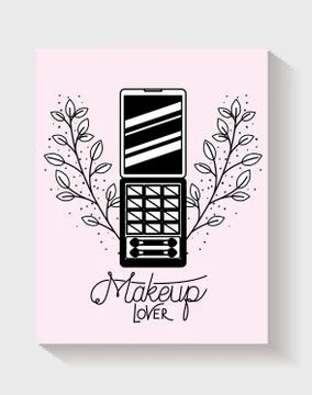 Eye shadows make up in floral frame Ilustração Stock