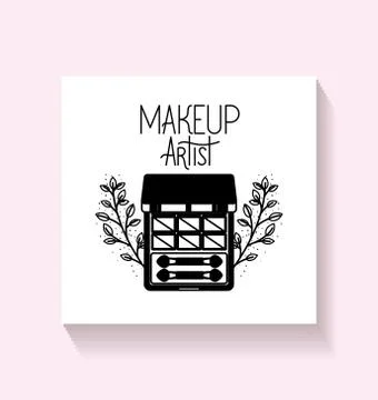Eye shadows make up in floral frame Ilustração Stock
