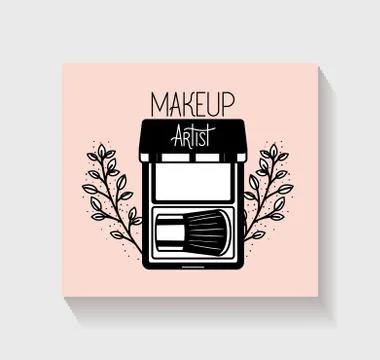 Eye shadows make up in floral frame Ilustração Stock