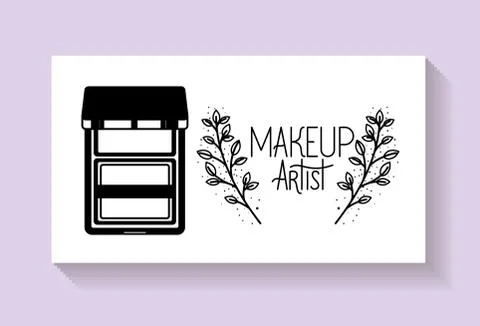 Eye shadows make up in floral frame Ilustração Stock