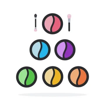 Eye shadows in round boxes vector flat material design isolated object on white Illustrazione stock