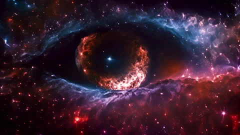 Eye shaped galaxy, vision concept, mystery and unknown concept, astrology Stock Footage 263674785