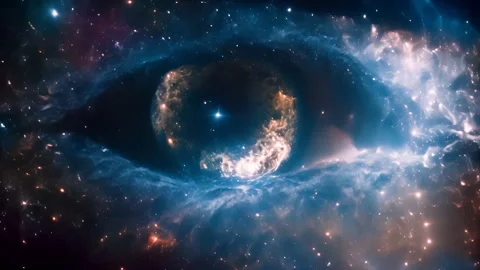 Eye shaped galaxy, vision concept, mystery and unknown concept, astrology Stock Footage 263674963