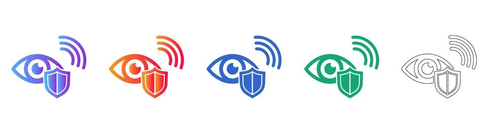 Eye Shield Security Icon Set Stock Illustration