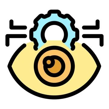 Eye showing data analysis and customization with gear symbol Ilustración de archivo