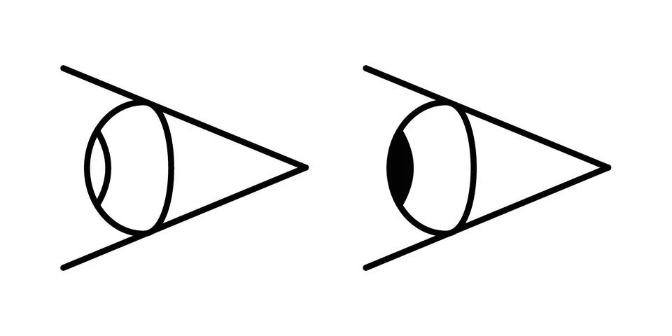 Eye side icon drawing lines. Silhouette style vector bundle Stock Illustration