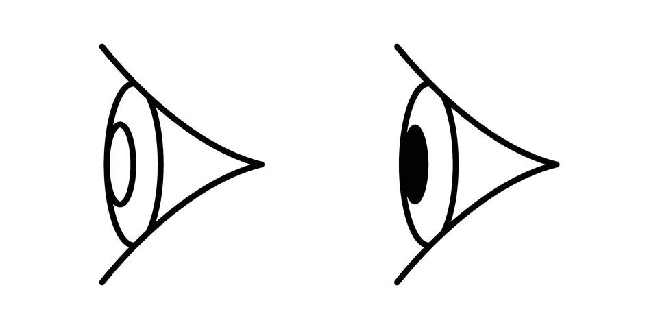 Eye side icon silhouette vector set. thin line pack Stock Illustration