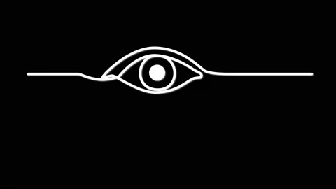 Eye silhouette self drawing animation. Luma matte, alpha channel, line art. Stock Footage 235966581