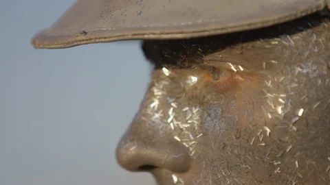 Eye of a silver living statue Stock Footage 100367308