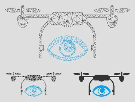 Eye Spy Drone Vector Mesh 2D Model and Triangle Mosaic Icon Stockillustratie