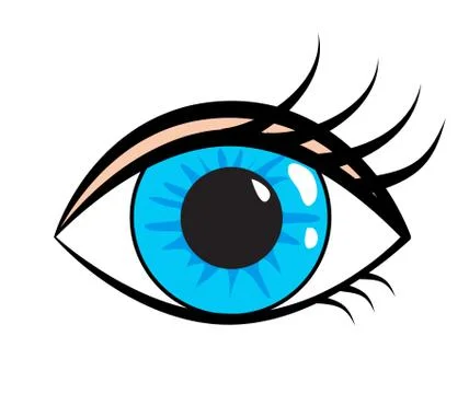Eye sticker of 80s retro comic style Illustrazione stock