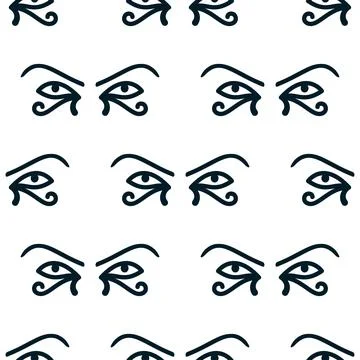 Eye of the sun Ra. Horus seamless pattern. Vector ancient Egyptian icon. Moon Illustrazione stock