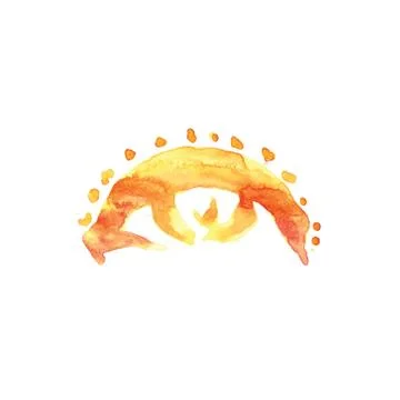Eye, sun, watercolor, vector Stock Illustration