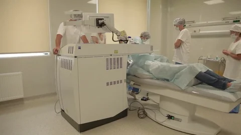 Eye surgery with excimer laser Stock Footage 80143042