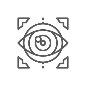 Eye surgery, lens replacement, laser vision correction line icon. Illustrazione stock