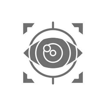 Eye surgery, lens replacement, laser vision correction grey icon. Stock Illustration