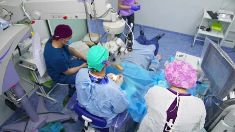Eye surgery operation conducted by medic team.  Stock Footage 195653671