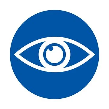 Eye Symbol Inside Blue Circle for Vision, Awareness, or Protection Themes Stock Illustration