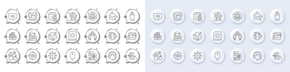 Eye target, Scroll down and Three fingers line icons. For web app, printing 스톡 일러스트