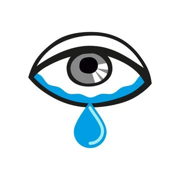 Eye with a tear. Crying eye full of tears. Eyes deseases. Allergic eye. Vec.. Stock Illustration