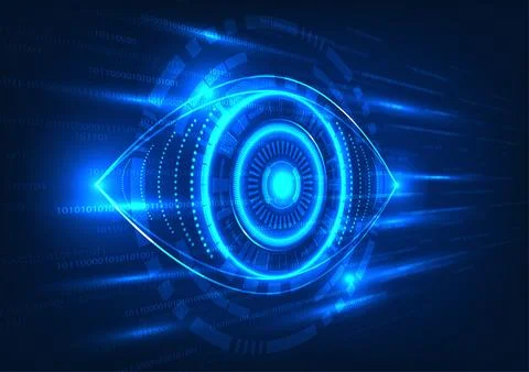 Eye technology with a number code running behind The concept of searching f.. Illustrazione stock