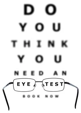 Eye test chart and glasses 库存插图