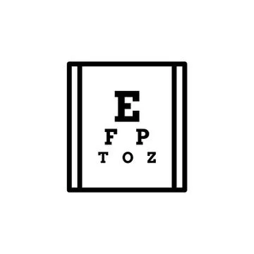 Eye test chart line art icon, Outline, linear vector Stock Illustration