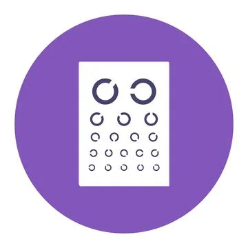 Eye test chart with multiple rows of letters decreasing in size. Ophthalmology Stock Illustration