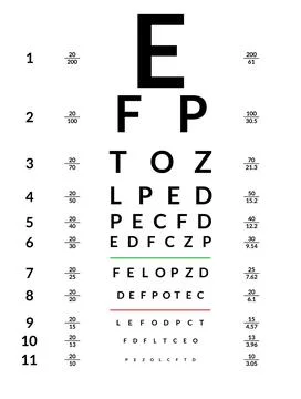 Eye Test Chart Vector. Vision Exam. Optometrist Eyesight Chart Check. Medical Stock Illustration