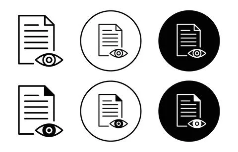 Eye test document icon collection of outline thin line symbol or sign Illustrazione stock