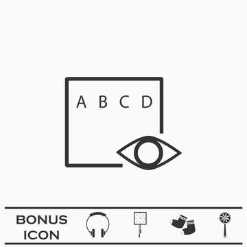 Eye test icon flat. Stock Illustration