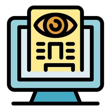 Eye test vision exam chart displaying on computer screen Stock Illustration