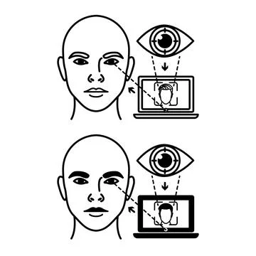 Eye Tracking Control Icons. Line and Glyph Vector Illustrations. Assistive .. 스톡 일러스트