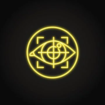 Eye tracking icon in glowing neon style 스톡 일러스트